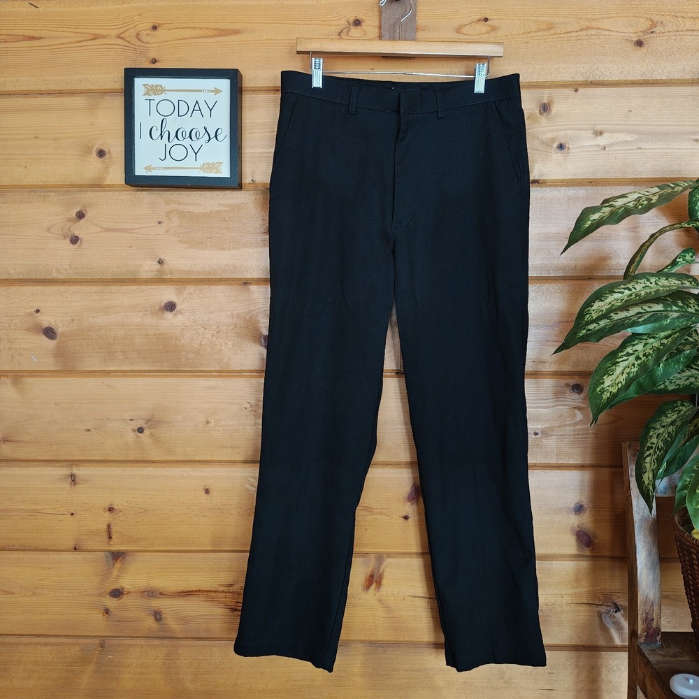 OOBE Black Flat Front Chino Slacks Performance Uniform Work Trouser Pants Sz 32
